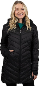 SPYDER GIRLS' BOUNDLESS LONG PUFFER COAT, BLACK, MEDIUM - Like New