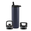 ZULU BASE 24OZ STAINLESS STEEL WATER BOTTLE 3 LIDS STRAW CHUG TWIST - NAVY - Brand New