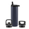 ZULU BASE 24OZ STAINLESS STEEL WATER BOTTLE 3 LIDS STRAW CHUG TWIST - NAVY - Brand New