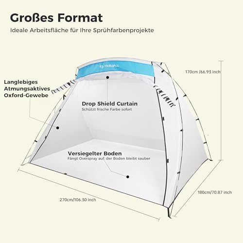 Tilswall Paint Booth, 8.86 x5.91 x5.58 ft Larger Portable Paint Booth Tent - Like New
