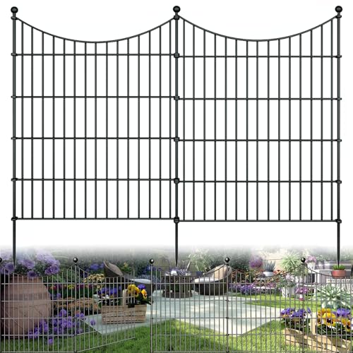10 Panels Garden Fence Dog Fence Outdoor for Yard, 32in H x 23.6ft L - Black - Like New