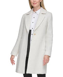 LWQMW103 KARL LAGERFELD WOMEN'S SOLID TEXTURE WOOL ONE BUTTON - SIZE L - WHITE - Brand New
