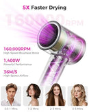 BYZEEYA HIGH-SPEED HAIR DRYER, IONIC BLOW DRYER, GRAY/PURPLE - Like New