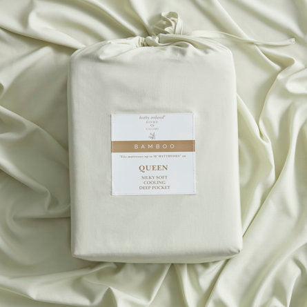 KATHY IRELAND BAMBOO COOLING 6 PIECE SHEET SET WITH DEEP POCKETS QUEEN - SAGE - Like New