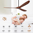 Chriari 60'' Walnut Ceiling Fan, 3 Wood Blades, 6 Speeds, DC Motor B0B6356RV9 - Brand New