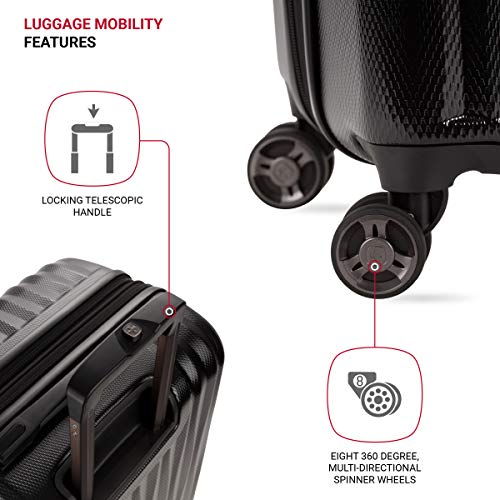 SWISSGEAR 7272 ENERGIE EXPANDABLE HARDSIDE LUGGAGE SPINNER WHEELS - BLACK - Brand New