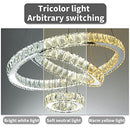 SUNNY HAWAII LARGE LED CRYSTAL CHANDELIER 3 COLOR MODERN CEILING LIGHT - CLEAR - Like New