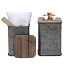 RUSTOWN Farmhouse Accent Side Table, Set of 2 Storage Ottoman B0B12PPHQH - Brown - Brand New