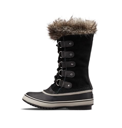 NL5203 SOREL WOMENS JOAN OF ARCTIC WATERPROOF BOOTS BLACK/QUARRY SIZE 9 - Like New