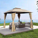 AJIKGN 10X10 FT OUTDOOR PATIO GARDEN GAZEBO CANOPY CURTAINS - KHAKI - Like New