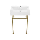 SWISS MADISON WELL SM-CS721, CLAIRE 24" SINK IN GLOSSY WHITE - WHITE/GOLD LEGS - Like New