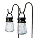 Home Zone Security 2 Pack Solar Crackle Glass Lanterns Light ELJ8205V - Black Like New