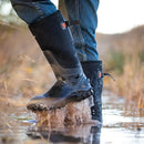 HISEA MEN'S RUBBER WATERPROOF DURABLE 6MM NEOPRENE RAIN BOOTS - SIZE: 11 - BLACK - Like New