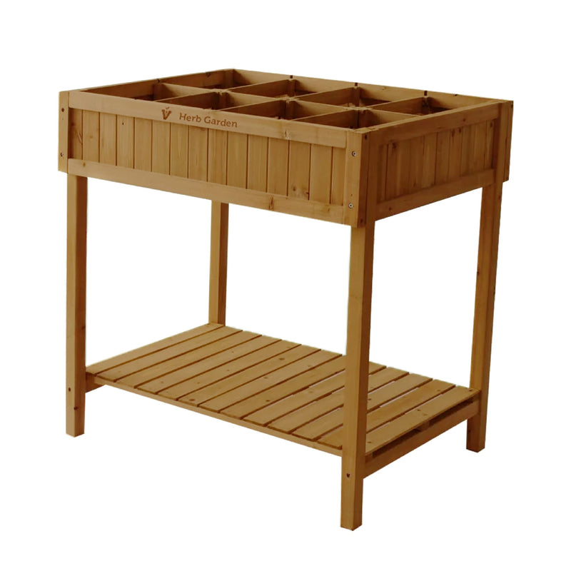 VegTrug 8 Pocket Herb Garden, Wooden Herb Planter with Herb Snips -Natural - Like New