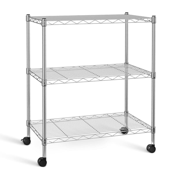 SIMPLE DELUXE HEAVY DUTY 3-SHELF SHELVING WITH WHEELS - CHROME - Like New