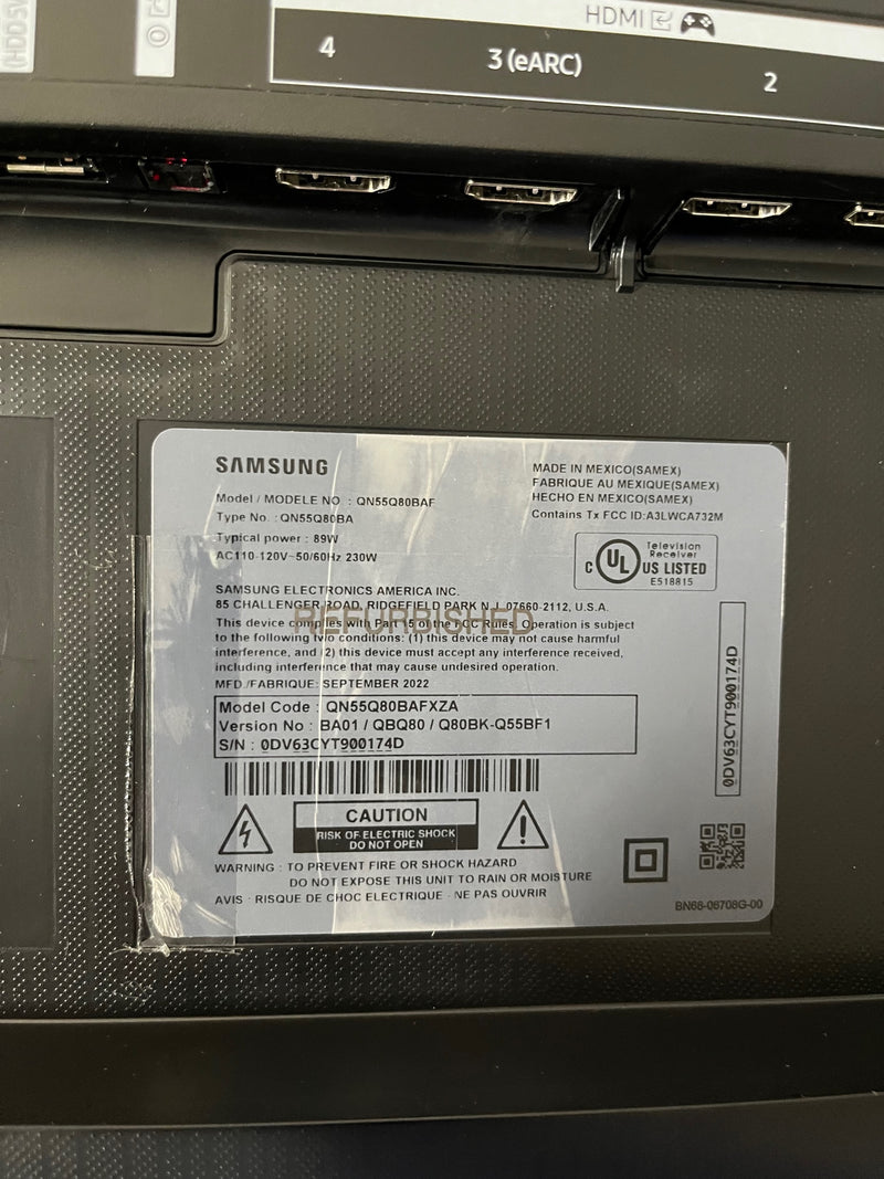 For Parts: SAMSUNG - 55" Class QLED 4K 2022 QN55Q80BAFXZA CRACKED SCREEN MISSING COMPONENTS