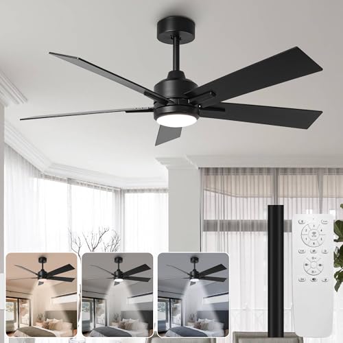 IHOMEADORE CEILING FANS LIGHTS REMOTE 48" F3147BK110V - BLACK - Like New