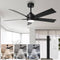 IHOMEADORE CEILING FANS LIGHTS REMOTE 48" F3147BK110V - BLACK - Like New