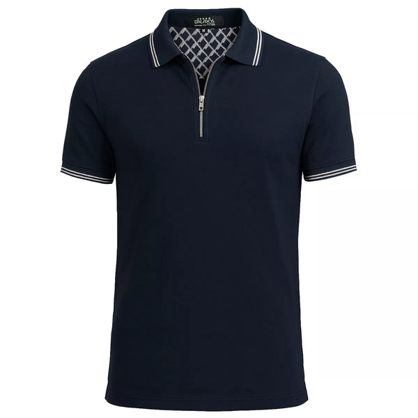GALAXY BY HARVIC MEN’S MODERN FIT POLO SHIRT WITH ZIP PLACKET SIZE MEN M - NAVY - Brand New