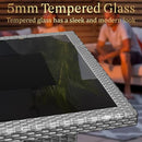 YOYOMAX 44 Inch Glass Top Fire Pit Table 60,000 BTU Flame Hand Weave Rattan Gray - Like New