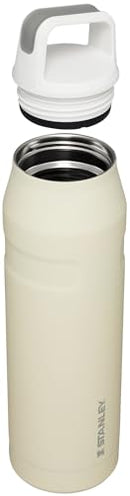 STANLEY 36 OZ ICEFLOW CAP AND CARRY WATER BOTTLE WIDE MOUTH TWIST LID - CREAM - Like New