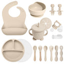 Caterpillar veggie silicone baby feeding set 17pcs, baby led weaning (beige) - Like New