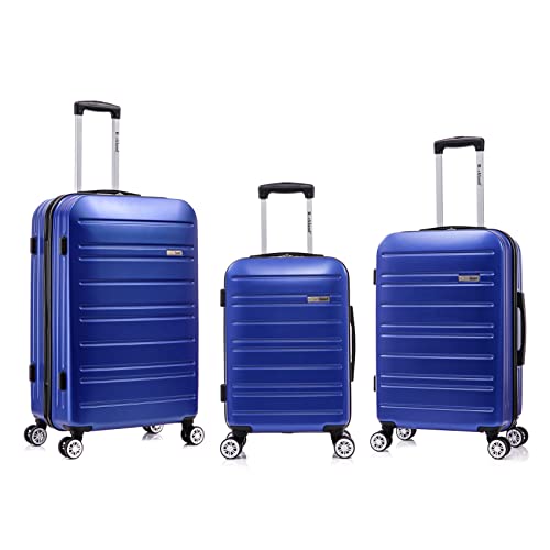 Rockland Irvine Hardside Spinner Wheel Luggage, Blue, 19", 23", 27" Like New