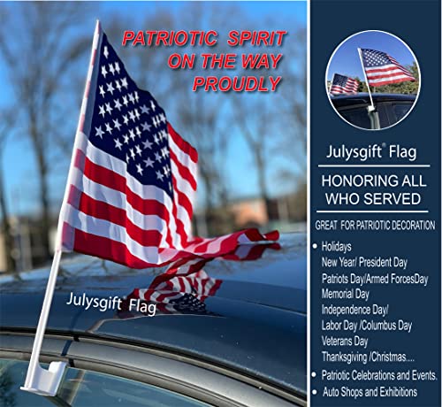 JULYSGIFT US AMERICAN PATRIOTIC CAR WINDOW CLIP FLAG 17" X 12" - 12 COUNT - Like New