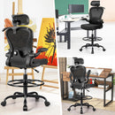 GENERIC DRAFTING CHAIR, TALL OFFICE CHAIR WITH 3D LUMBAR & HEAD SUPPORT - BLACK - Like New