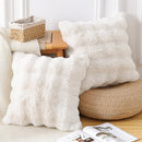MADIZZ Pack of 2 Thick Plush Wool Throw Pillow Covers 18x18 PPR001CREAM-1818 - Like New