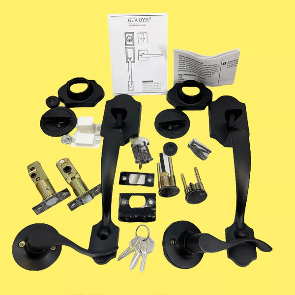 GUA OYH FRONT DOOR HANDLES 2PK - MATTE BLACK - Like New