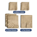 CGK Unlimited Split King 7 Piece Bedding Set - Heathered Tan - Like New