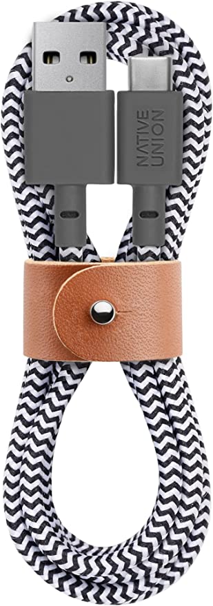 Native Union Belt Cable USB-C to USB-A 4ft BELT-L-ZEB-2-V2 - Zebra - Like New