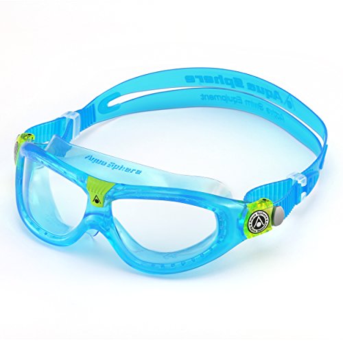 AQUA SPHERE SEAL KID 2 SWIM MASK, CLEAR LENS, TURQUOISE/LIME FRAME - MS4454343LC - Brand New