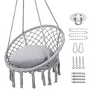 Y- STOP HAMMOCK CHAIR MACRAME SWING MAX 330 LBS HANGING COTTON ROPE - GRAY - Brand New