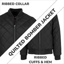 GALAXY BY HARVIC MEN'S HEAVYWEIGHT QUILTED BOMBER JACKET - MEN XL - BLACK - Brand New