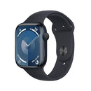 For Parts: APPLE WATCH 9 GPS 45MM MIDNIGHT ALUMINUM CASE SPORT BAND CRACKED SCREEN