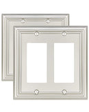ZILLSEA 2-PACK DOUBLE DECORATOR OUTLET COVERS, SATIN NICKEL WALL PLATES - Brand New