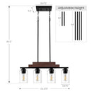 VERRON 4-Light Linear Chandeliers for Dining Room - Black & Reddish Brown - Like New