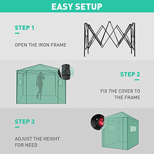 PEXFIX 8'X 8' PORTABLE WALK-IN GREENHOUSE EASY SETUP A-GE06016-USAM026 - GREEN - Like New
