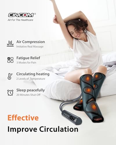 CINCOM Leg Massager, Heat and Compression Legs Massage for Circulation - Gray - Like New