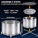 HGD 27.5" Smokeless Firepit with Stand & Grill Rack, Large Stainless Steel - Like New