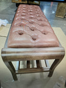 LYDIA 48" STORAGE BENCHES, PU LEATHER UPHOLSTERED BED BENCH - CARAMEL BROWN - Like New