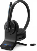Anker PowerConf H700 Bluetooth Headset Mic Charging Stand A3510014 - Black - Like New