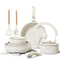 BAZOVA BZ101 CERAMIC NONSTICK COOKWARE SET, 17-PIECES, REMOVABLE HANDLES - WHITE - Like New