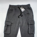 BLUE ICE FLEECE-LINED CARGO JOGGER SWEATPANTS - SIZE: MEN M - CHARCOAL - Like New