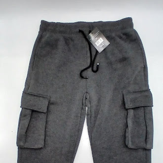 BLUE ICE FLEECE-LINED CARGO JOGGER SWEATPANTS - SIZE: MEN M - CHARCOAL - Like New