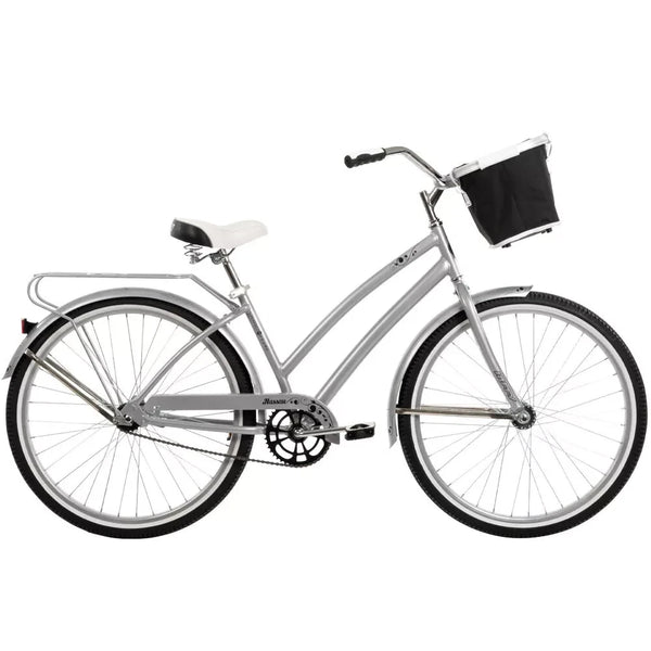 HUFFY WOMEN'S NASSAU CRUISER BIKE 26" PERFECT FIT STEEL FRAME COMFORT - SILVER - Like New