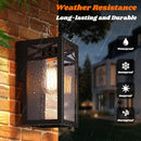 Outdoor Wall Light Fixtures, 2-Pack, Black Porch Lights with Glass Shade - Like New