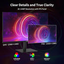 KTC 27" QHD IPS Gaming Monitor 1440P Frameless FreeSync Adjustable B0FWVRWDKL - Brand New